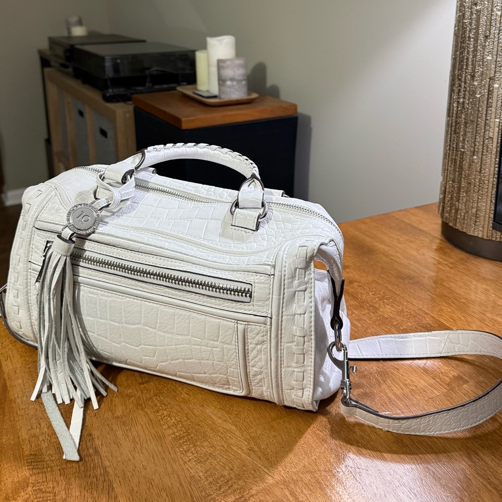 Aimee Kestenberg Handbag White Leather Satchel Excellent Condition